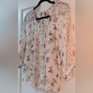 Boho Cottagecore Lace Delicate Gypsy Floral Sheer Peasant Figuroa & Flower